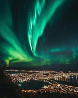 Panoramic northern lights on top of Tromsø island - 4