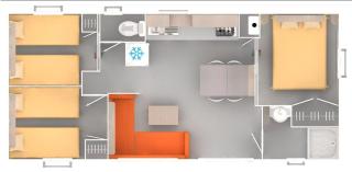 Trigano évolution 35 climatisé, 3 chambres dans camping 4 étoiles à La Presqu'ile du Barcares - Le Barcarès - 4