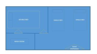 One Bedroom with 3 beds can sleep 4 - 6