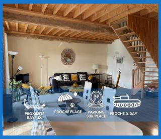 Nid de pie Grand duplex lumineux cadre verdoyant calme à 5 mn de la mer près Port en Bessin, Bayeux, Omaha Beach, - 0