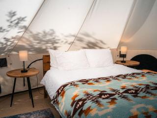 Spacious Dual Bell Tent Glamping Retreat with Forest Deck near Carson, Washington - 7