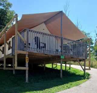 Sensational Tented Cabin Nestled Amidst Trees and Fire Pit Provided in Logan, Ohio - 0