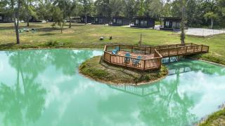 Modern Farmhouse Cargo Home Retreat with Pool & Goats near Houston in Hempstead, Texas - 6