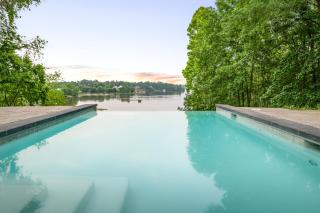 Secluded 3 Acre 5 BR Resort with Heated Private Lakeview Saltwater Infinity Pool, Hot Tub, Boat House, Sauna, and Game Room - 0