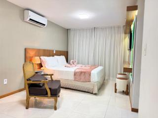 Magnífico APARTAMENTO de Charme - 3 quartos AR CONDICIONADOS SPLIT - Beira Mar, 2 banheiros, 2 Vagas Garagem, 4 Varandas, 2 Elevadores, Redes para Descanso, Wi-Fi, Air Fryer, Disney Plus, HBO Max, Guarda Sol, Cadeiras de Praia e Caixa Térmica - 4