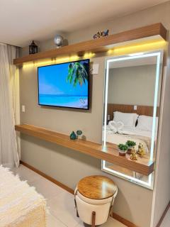 Magnífico APARTAMENTO de Charme - 3 quartos AR CONDICIONADOS SPLIT - Beira Mar, 2 banheiros, 2 Vagas Garagem, 4 Varandas, 2 Elevadores, Redes para Descanso, Wi-Fi, Air Fryer, Disney Plus, HBO Max, Guarda Sol, Cadeiras de Praia e Caixa Térmica - 8