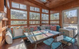 Large deck hot tub massage chair and seasonal swimming pool - 0