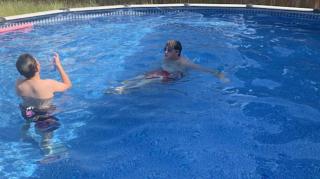 Large deck hot tub massage chair and seasonal swimming pool - 3