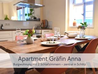 GRÄFIN ANNA - Design-Apartment mit 2 Schlafzimmer - in der historischen Hinterburg Schlitz - mit Aufzug, Parkplatz & Garten - Hunde willkommen - 9
