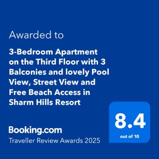3-Bedroom Apartment on the Third Floor with 3 Balconies and lovely Pool View, Street View and Free Beach Access in Sharm Hills Resort - 8