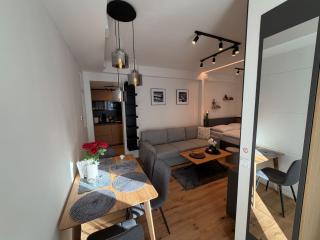 Luxusní studio 22 s exklusivní bufetovou snídaní - novostavba v samotném srdci Harrachova - Privátní parkování zdarma u vlastního venkovního posezení - 150 m od sjezdovky - Smart TV - WiFi - Satelit - 8