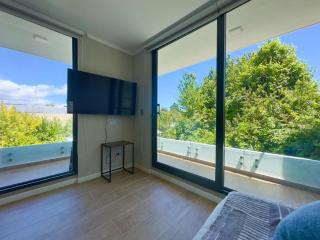 Pucón CENTRO, a pasos de la PLAYA y el LAGO, VISTA al VOLCÁN, Depto NUEVO con Aire Acondicionado, Camas y Plumones ROSEN, 2 Dorm, 2 Baños, 1 Estacionamiento Subterráneo, Terraza, Wifi Alta Velocidad, Ascensor, a pasos del Casino ENJOY - 5