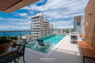 Acomodações completas em prédio com piscina a 270m da Praia da Barra - CAOa - 9