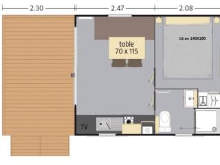 Mobil home avec Terrasse à Baudreix - 2 Pers, 2 Pièces - API-1-52-1528 - 6