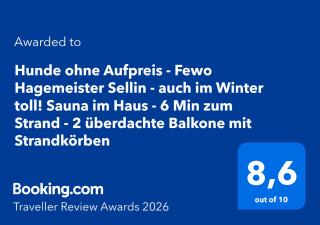 Hunde ohne Aufpreis - Fewo Hagemeister Sellin - auch im Winter toll! Sauna im Haus - 6 Min zum Strand - 2 überdachte Balkone mit Strandkörben - 9