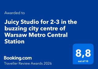 Juicy Studio for 2-3 in the buzzing city centre of Warsaw Metro Central Station - 2