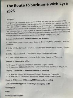 Stay only or enjoy Sailing Till 13 April at Medemblik from 1 Mai on the go from Hoorn to Paramaribo Suriname with 4 Guests en crew Captain Casey - 8