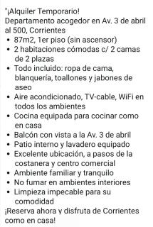 Alquiler temporario céntrico en corrientes capital - 1