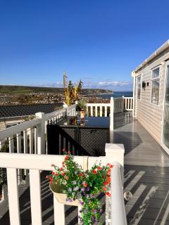 Swanage Luxury Caravan - Stunning sea views, Large decking area, Free EE WIFI, Sleeps 6, Pet Friendly on Swanage Bay View Holiday Park - 6