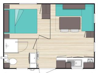 Mobil home, animaux acceptés - 2 pers. - API-1-52-2415 - 4