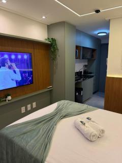 Flat 50m da praia com Piscina, academia, Até 3 pessoas - 1
