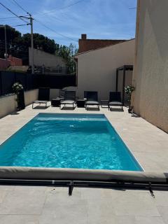 Piscine chauffée Clim WIFI 13 personnes Centre Valras-Plage - 0