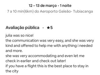 7 a 10 min 6km para Aeroporto Galeao Tubiacanga - 8