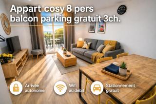 Appart cosy 8 pers Balcon Parking gratuit 3 ch - 0