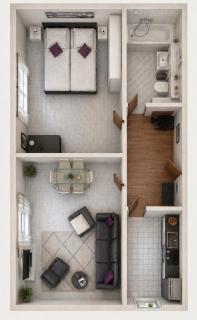 2 Zimmer, Balkon, Arbeitsplatz, Boxspringbett - 6