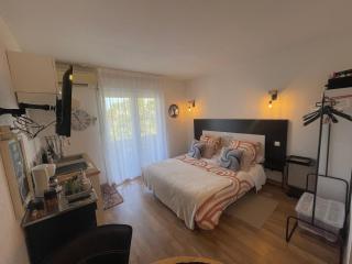 Studio climatisé avec terrasse coucher de soleil ménage compris pour 2 à 3 personnes dans un parc calme avec double piscine au sel et parking privé protégé Proche mer et port - 3