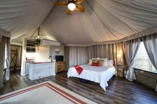 Scenic Hill Country Safari Tent Retreat with Hot Tub near Lake Travis in Marble Falls, Texas - 8