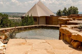 Scenic Hill Country Safari Tent Retreat with Hot Tub near Lake Travis in Marble Falls, Texas - 2
