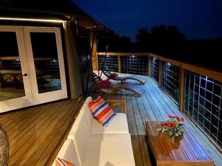 Scenic Hill Country Safari Tent Retreat with Hot Tub near Lake Travis in Marble Falls, Texas - 0