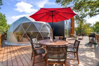 Spectacular Two Domes and Lofted Cabin Union with Breathtaking Deck and Indoors in Elgin, Texas - 0