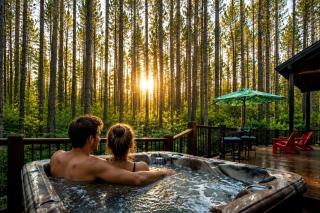 Luxury Trailside Cabin with Hot Tub near Glover River in Broken Bow, Oklahoma - 1