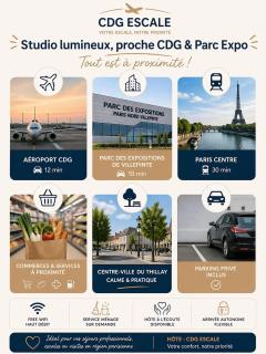 Bright studio, close to CDG & Parc des Expo - 9