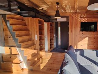 TinyHousebeiDresden mit Faßsauna spektakuläres winziges Häuschen auf Stelzen im Pferdeteich, Kaminofen, umlaufende Terrasse - Nähe Sächsische Schweiz - Juli - August Mindestmietzeit 1 Woche Sa-Sa - 7