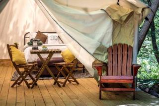 Spacious Group Glamping Site with Safari Tents, BBQ Gazebo, Fire Pits, Forest Trails in Broadalbin, New York - 6