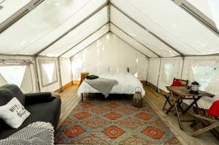 King Deluxe Glamping Tent w/ Private Raised Deck, Fire Pit, Gas Grill, Pet-Friendly Stay in Broadalbin, New York - 3