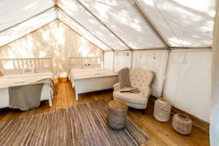 Boutique Queen Suite Glamping Tent with Two Queen Beds, Patio Dining, Grill, Pet Friendly in Broadalbin, New York - 4
