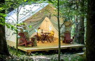 Boutique Safari Tent Glamping Retreat with Continental Breakfast, Forest Trails & Pond in Broadalbin, New York - 1