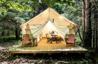 Cozy Family Deluxe Glamping Tent w/ Private Deck, Fire Pit Nights & Grill Ready in Broadalbin, New York - 0