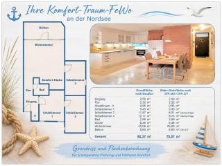 Albatros Komfort-Sterne-Appartment 025 mit WLAN, Balkon Tiefgarage in Tossens, Nordsee, ggü Center Parcs - 4
