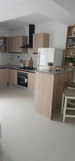 A one-bedroom apartment with a living room, kitchen, and balcony - 0