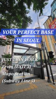 Mapo Station 2min, Spacious 2 Rooms, Queen Bed, 15min to Hongdae, Yeouido, Gwanghwamun by Subway - 9