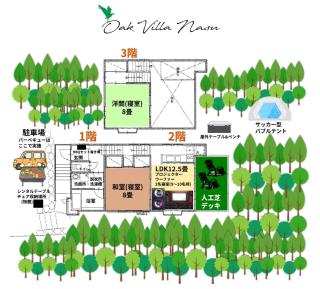 オークヴィラ那須-Oak Villa Nasu 森林浴 バブルテント プライベート空間 100インチ映像 轟音サウンド 人工芝デッキ - 9