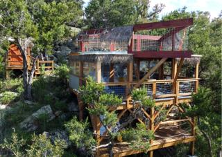 Epic Treehouse Escape with Multi-Level Deck & Hanging Bed in Cottonwood, Texas - 9