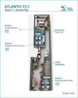 F3 Room 1, Private Double room with private bathroom and balcony - 9