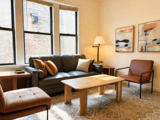 Flexhome Ukrainian Village • 2BR • Walkable + Private Balcony · Sleeps 6 - 9