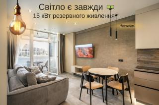 11-92 Manhattan, Beresteiskyi 11, Kyiv, Politekh metro nearby, panoramic city view, 15 kW backup power, Petrovdom Apartment - Kiev - 0